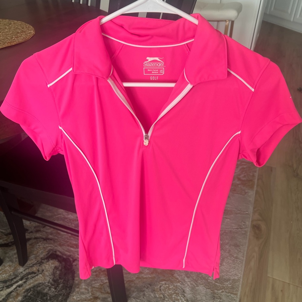 Slazenger Vibrant Pink Golf Top XS Short Sleeve Womens